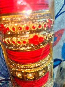 Red &amp; Gold Bridal Chura Set