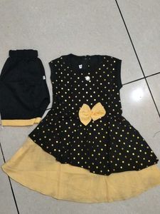 kids girls dress Cute Polka Dot  & Shorts Set