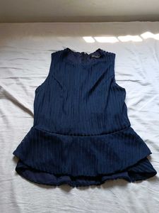 Navy Peplum Top