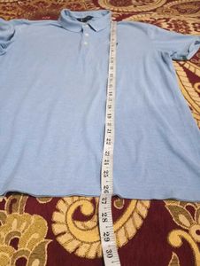 Men Light Blue Polo Neck T-Shirt