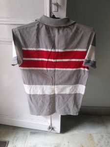 Striped Benetion T-Shirt and dark grey trouser