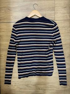 Striped Button-Down Cardigan