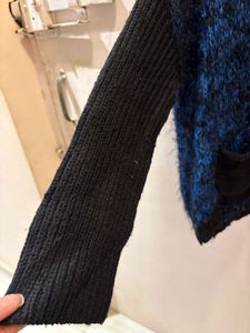 Blue &amp; Black Knit Imported Cardigan