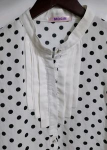 Mogin White &amp; Black Polka Dot Print Top (Women)