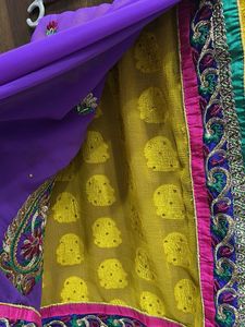 Purple Embroidered Saree no blouse