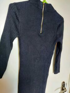 Black Color Ribbed Dress