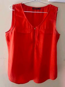 Chic Orange Sleeveless Top