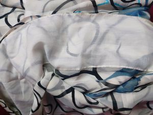 White-Blue Floral Saree