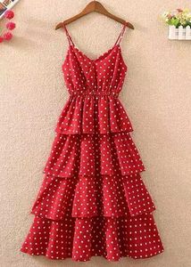 Red Polka Dot Tiered Dress