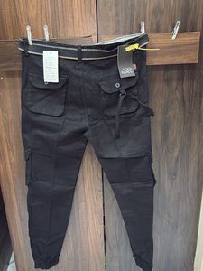 Black Cargo Pants with Belt