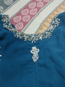 Teal Embellished Kurta Set
