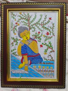 Mithila Painting, Hand-painted And Framed