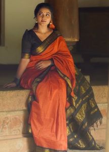 Cotton saree sungudi orange