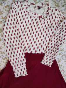 Polka Dot &amp; Maroon Dress