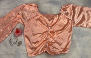 Peach Crop Top - Long Sleeve