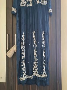 Blue Colored Chikankari Dress