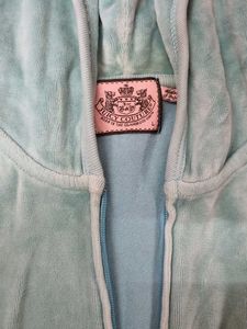 Authentic Juicy Couture Velour Coral Blue Hoodie