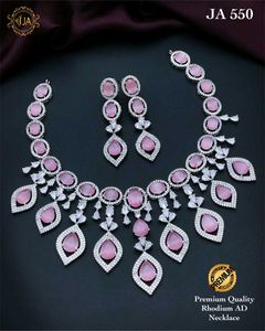 Pink Rhodium AD Necklace Set