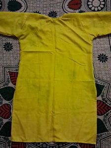 Yellow Embroidered Kurti