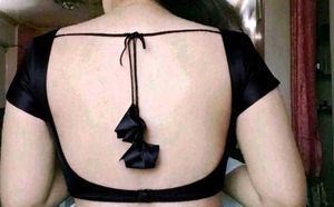 Satin Non Padded Backless 1 Hook Deep Neck Blouse