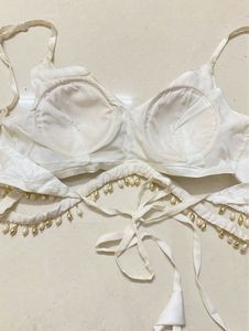 🤍 ✨ White Beaded Blouse