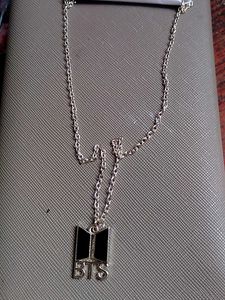 BTS Black Locket Pendant Chain In Gold