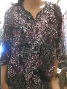 Y2k Checkered Paisley Mesh Kurti