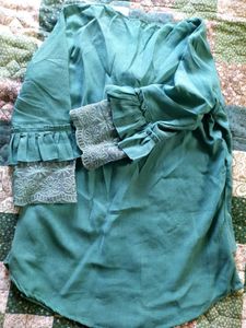 Elegant Teal Ruffle Sleeve Top