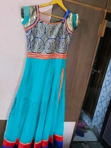 Turquoise Embellished Anarkali