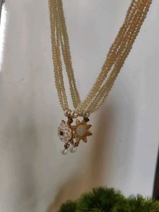 Pearl Necklace with Floral Pendant