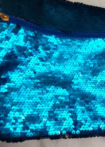 Blue Sequin Crossbody Bag