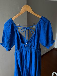 NEW LOOK A-Line Puff Sleeve Blue Dress