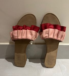 SSS- Women Pink And Red Flats