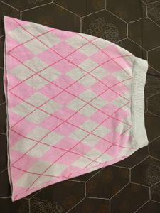 Pink Argyle Knit Mini Skirt