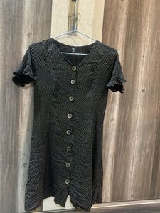 Black coloured white dotted pattern dress