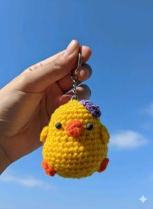 Cute Crochet Chick Keychain Charm