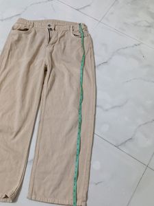 Beige Straight Fit Jeans