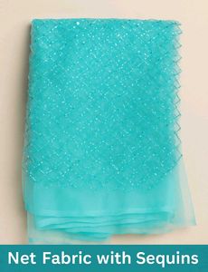 Aqua Sequin Net Fabric Saree.
