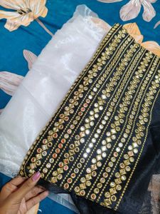Elegant White Net Saree