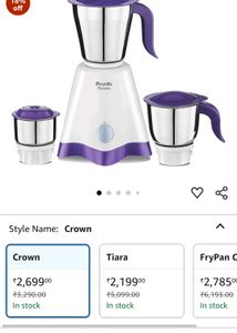Preethi Crown Mixer Grinder With 2 Jur