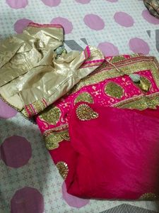 Elegant Pink Embroidered Saree