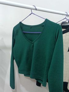 Green V-Neck Top