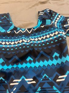Blue Patterned Swimwear Set