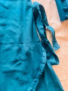 Pakistani Green Abaya With Black Georget Stole