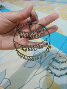 Big Loop Concentric Circle Dangle Nickel Chandbali