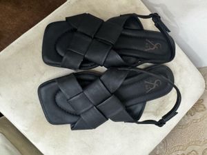 Chic Black Woven Sandals