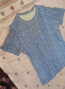 Blue Patterned T-Shirt for Womens