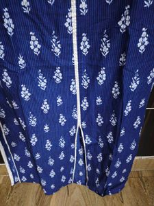 Blue Printed Kurti with White Trim