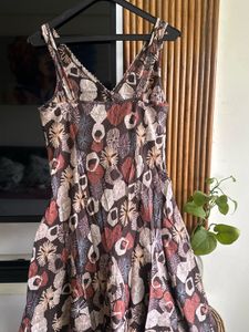 Brown Printed Dress - S:- 34-36