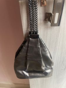 Ivanka Trump Metallic Grey Silver Chain Bag